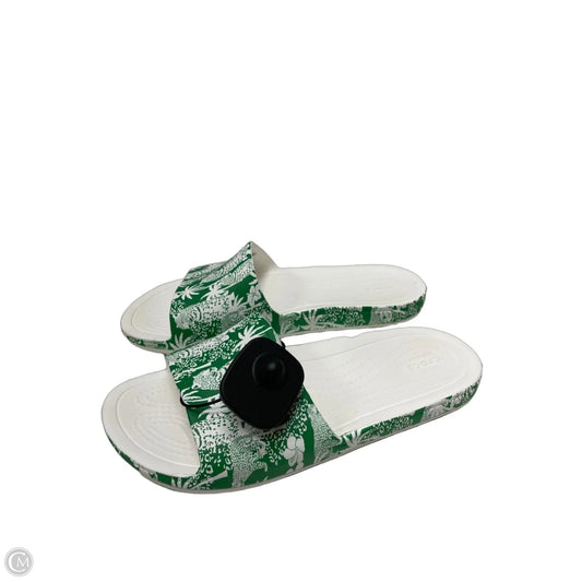 Sandals Flats By Crocs In Tropical Print, Size: 10