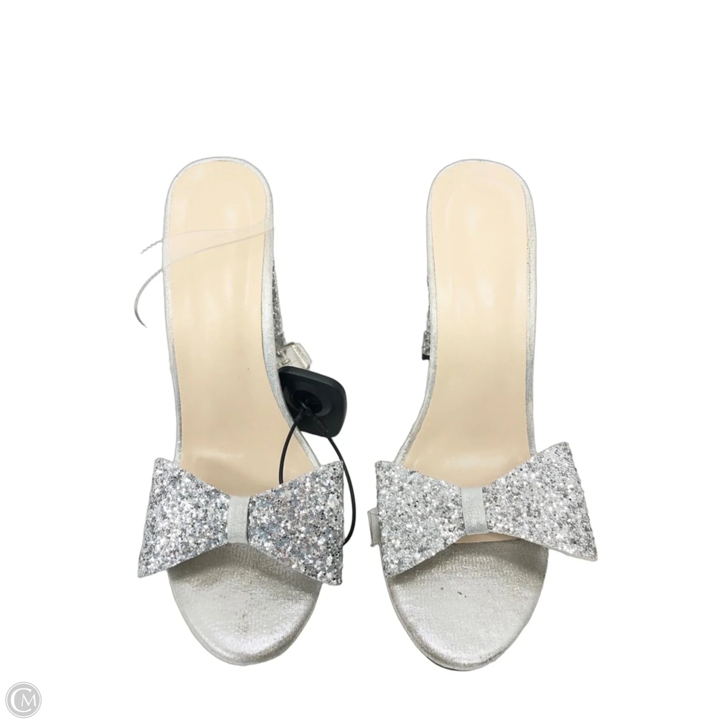 Sandals Heels Block By Clothes Mentor In Silver, Size: 8.5