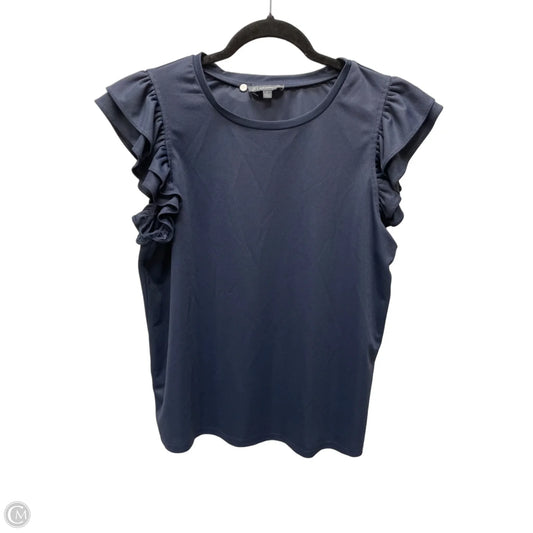 Top Short Sleeve By Adrianna Papell In Navy, Size: L