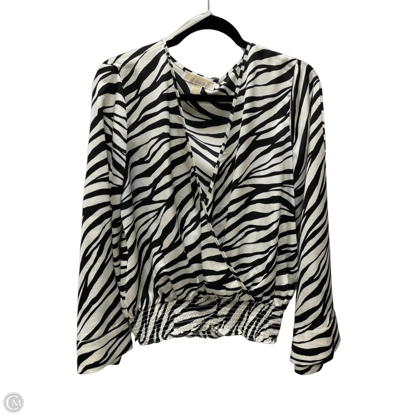 Blouse Long Sleeve By Michael By Michael Kors In Zebra Print, Size: L