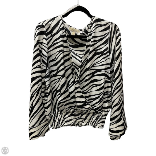 Blouse Long Sleeve By Michael By Michael Kors In Zebra Print, Size: L