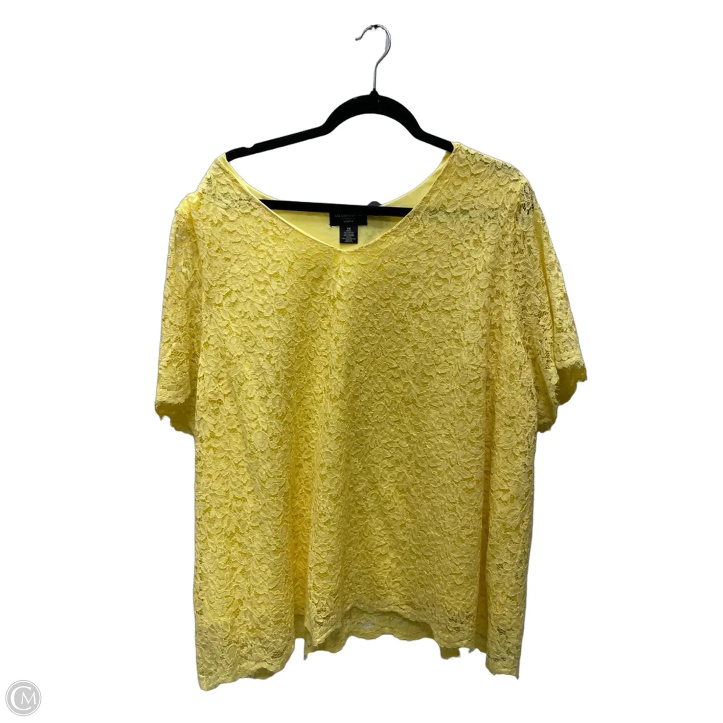 Top Short Sleeve By Liz Claiborne In Yellow, Size: 3x