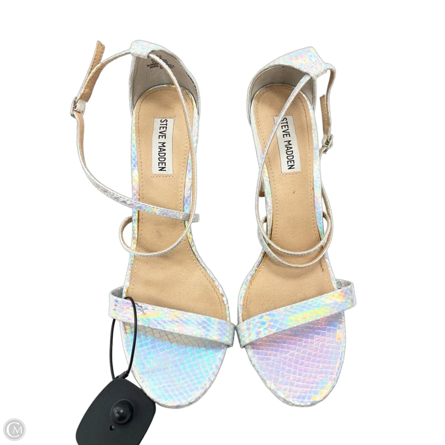 Sandals Heels Stiletto By Steve Madden In Silver, Size: 10
