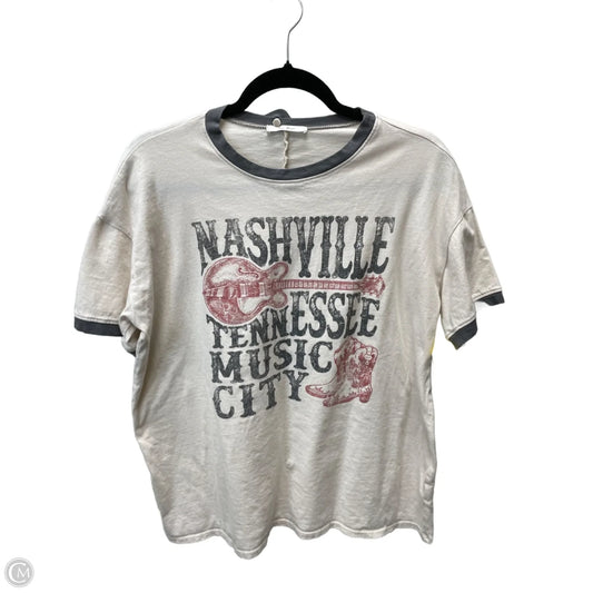 Top Short Sleeve Basic By Tres Bien In Cream & Grey, Size: M