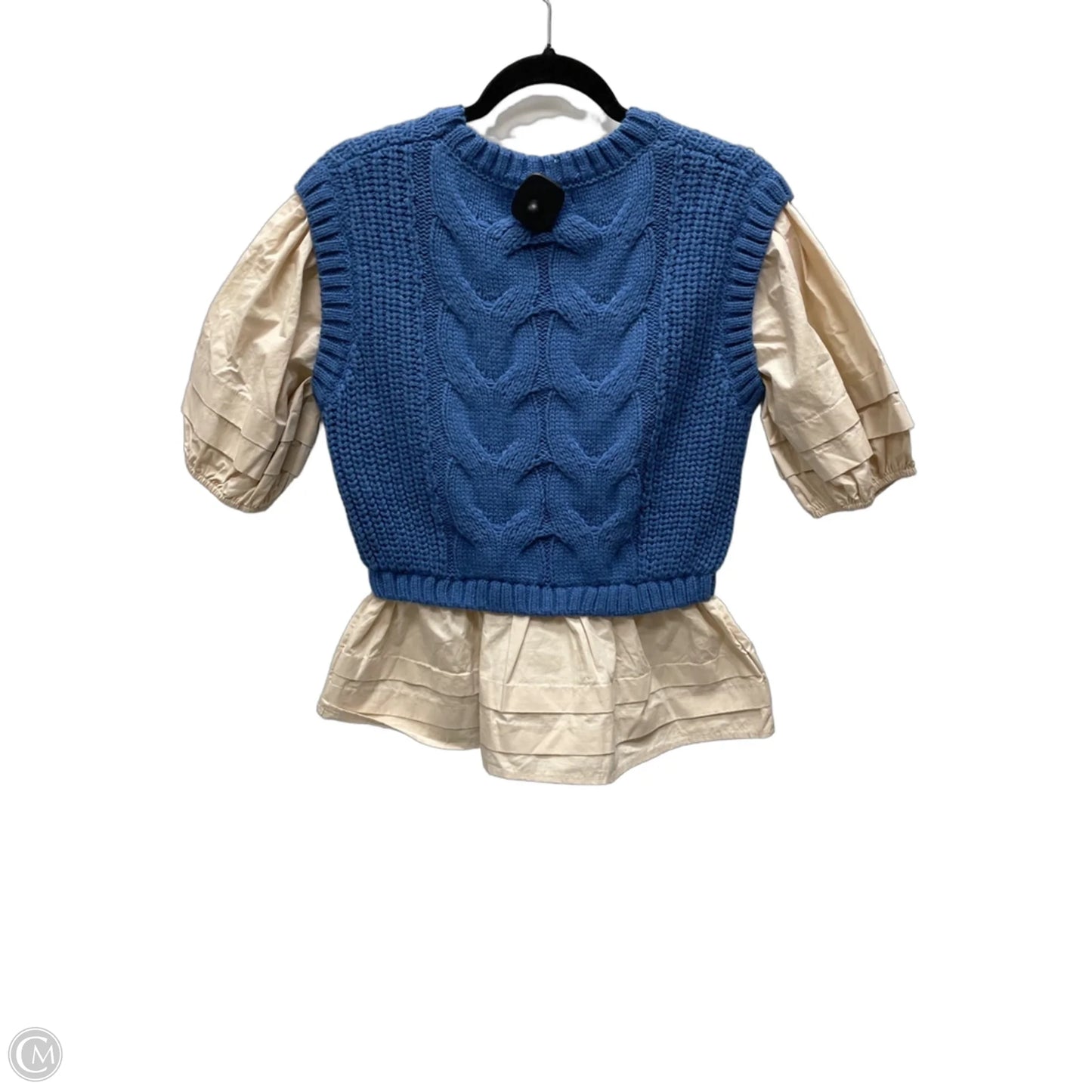 Sweater Short Sleeve By Strut & Bolt In Blue & Tan, Size: L