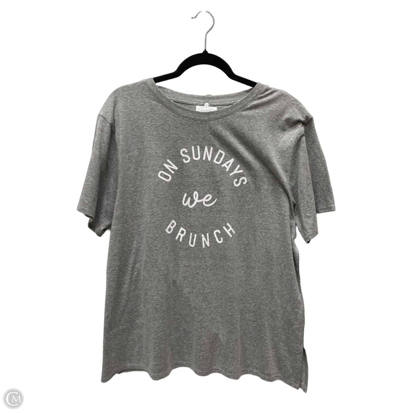 Top Short Sleeve By Mudpie In Grey & White, Size: M
