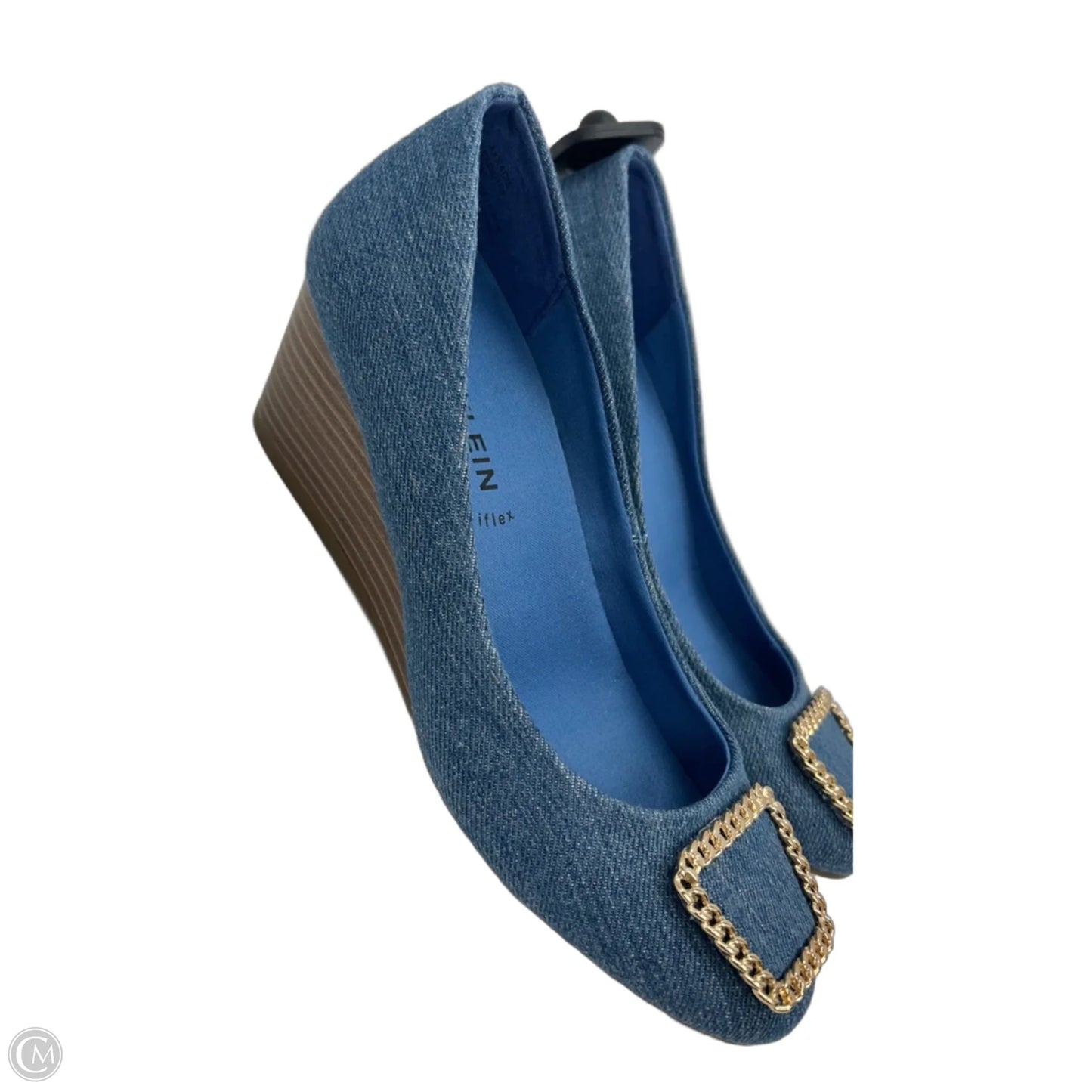Shoes Heels Wedge By Anne Klein In Blue Denim, Size: 7.5