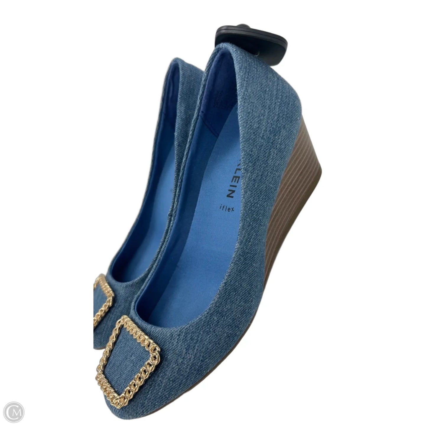 Shoes Heels Wedge By Anne Klein In Blue Denim, Size: 7.5