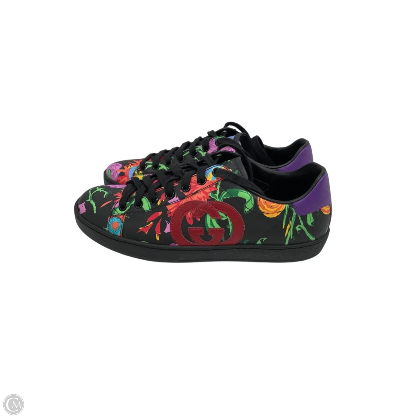 Shoes Luxury Designer By Gucci In Floral Print, Size: 9.5