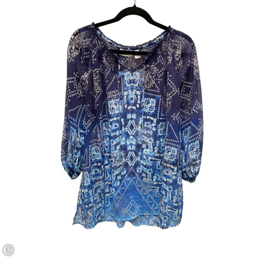 Blouse 3/4 Sleeve By Chicos In Multi-colored, Size: L