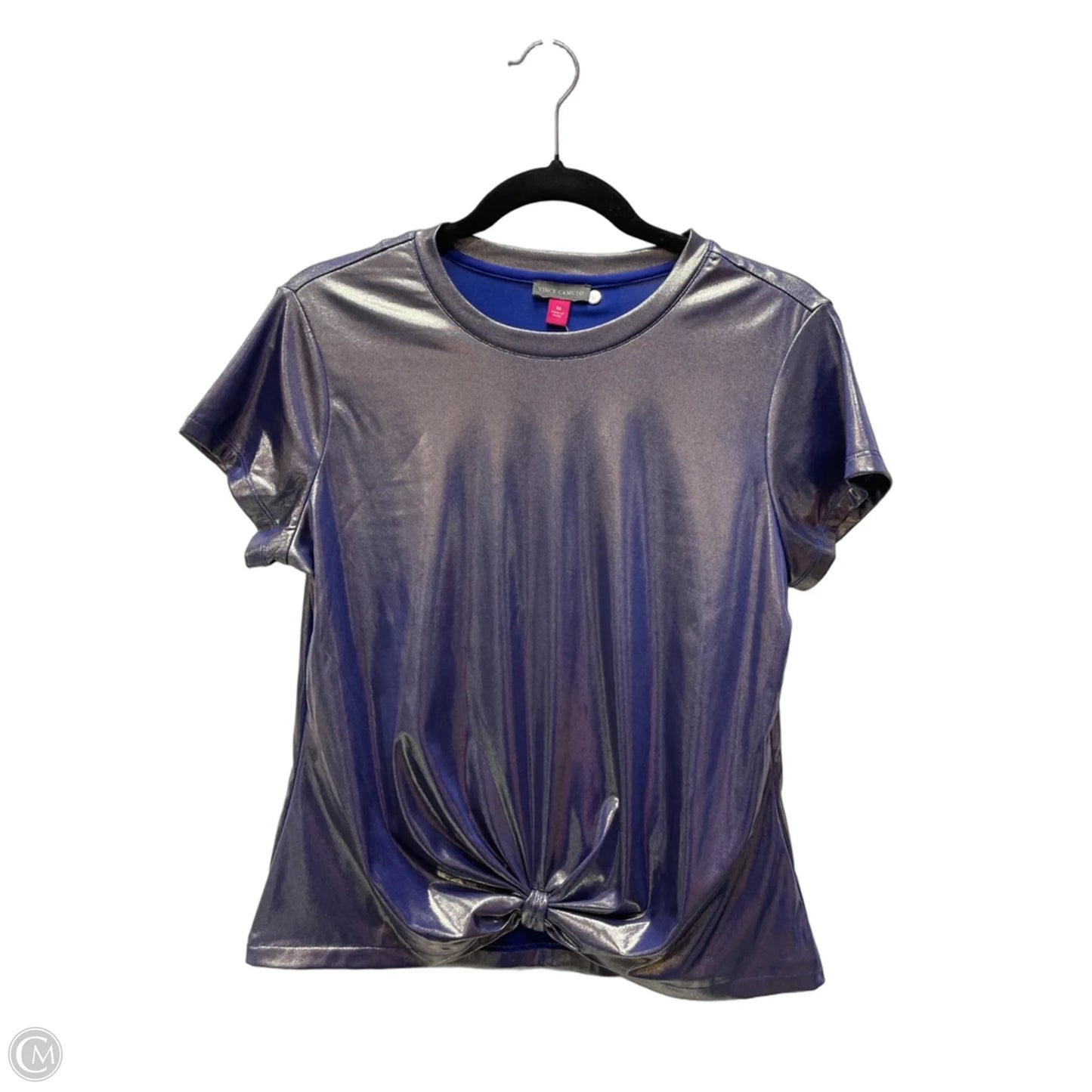 Blouse Short Sleeve By Vince Camuto In Silver, Size: M