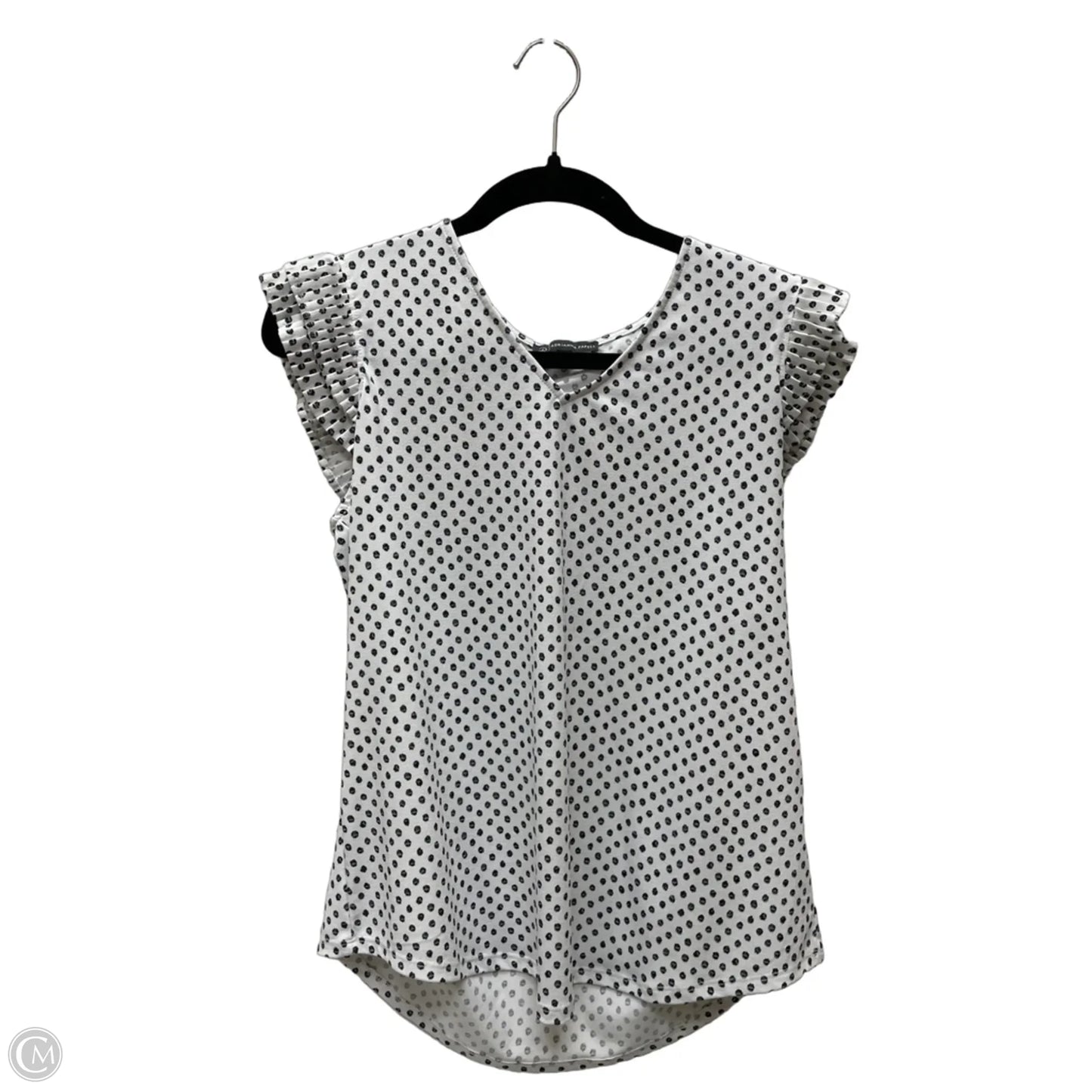 Blouse Short Sleeve By Adrianna Papell In Polkadot Pattern, Size: M