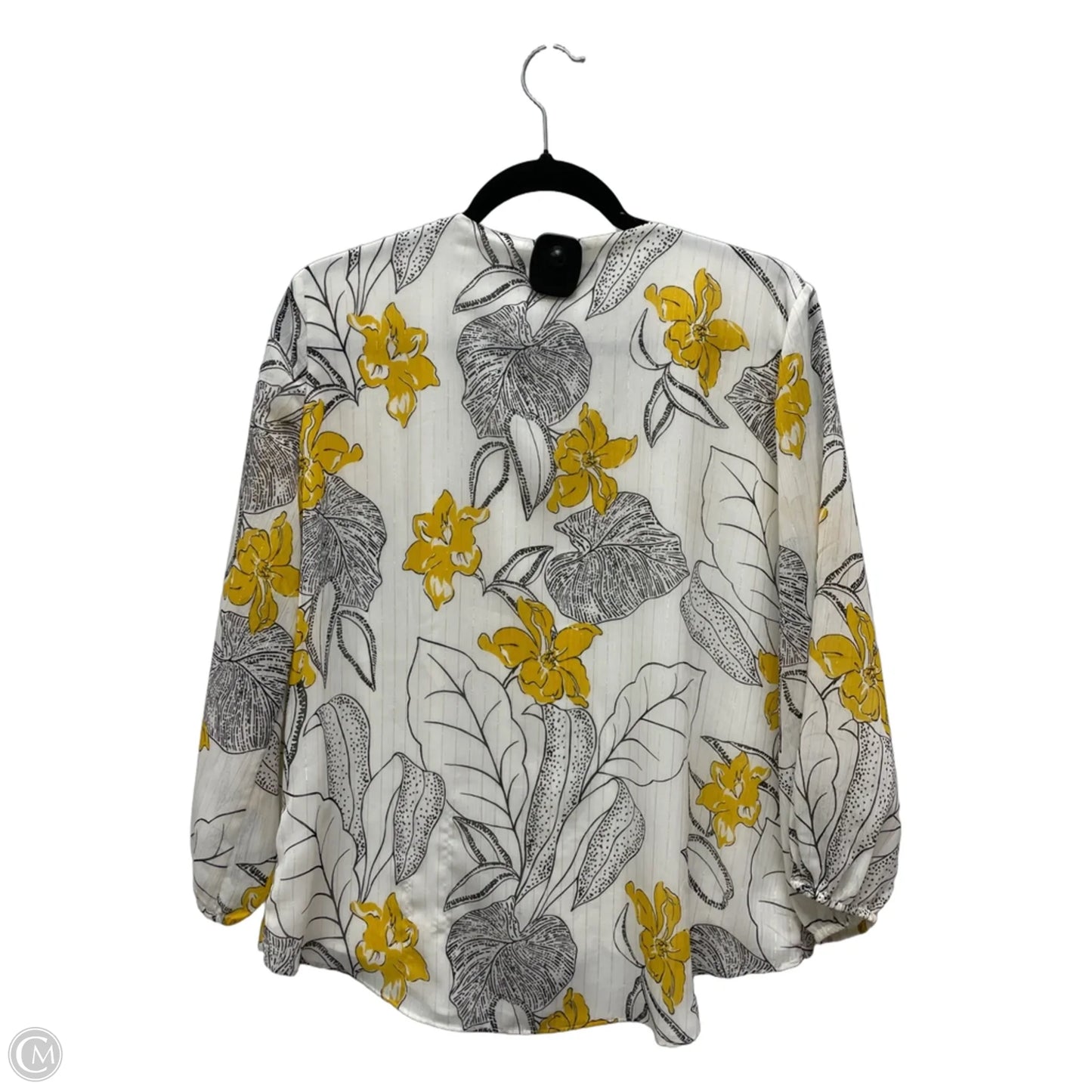 Blouse Long Sleeve By White House Black Market In Floral Print, Size: L
