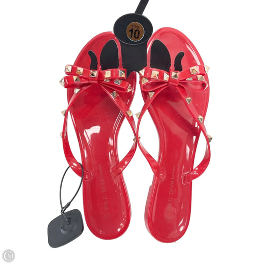 Sandals Flats By Wild Diva In Red, Size: 10
