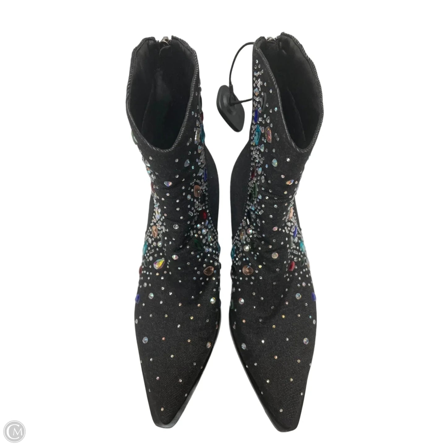 Boots Ankle Heels By LONDON RAY In Black Denim, Size: 10