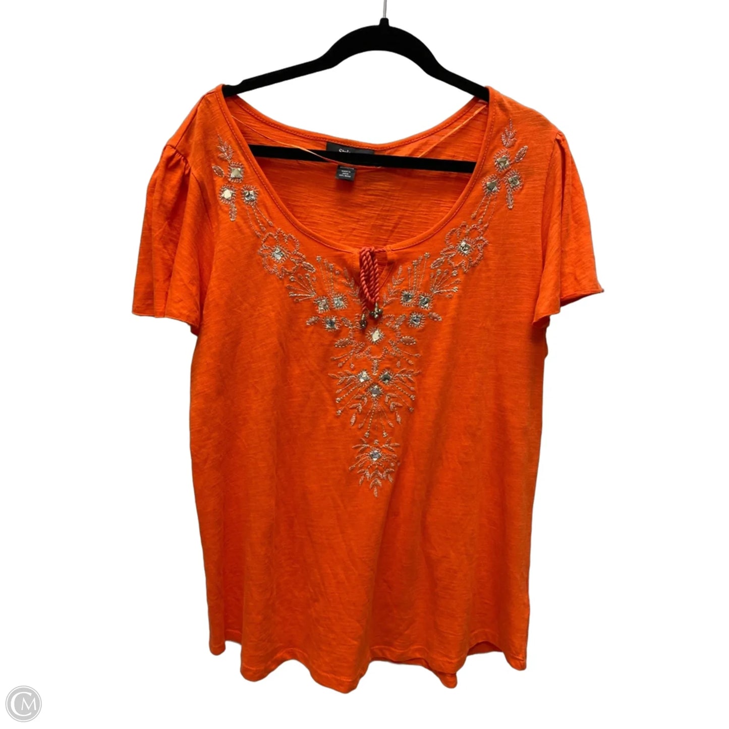 Top Short Sleeve By Style And Company In Orange, Size: Xl
