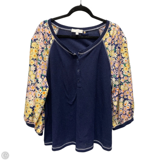 Top Short Sleeve By Suzanne Betro In Floral Print, Size: 2x