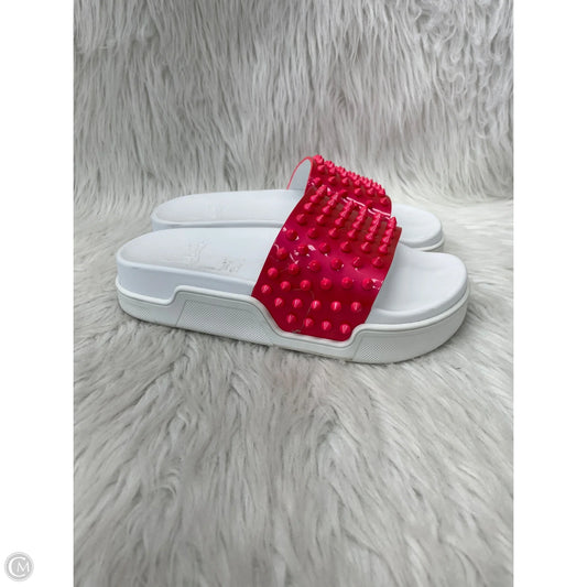 Sandals Luxury Designer By Christian Louboutin In Pink & White, Size: 7