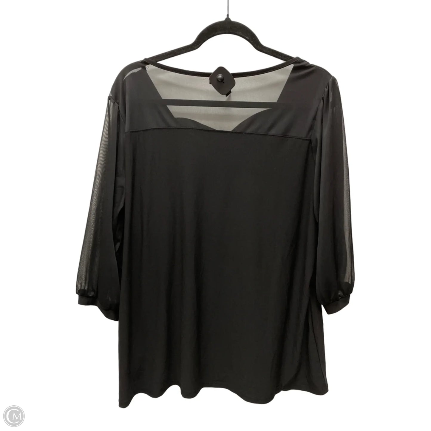 Top 3/4 Sleeve By Clothes Mentor In Black, Size: 1x