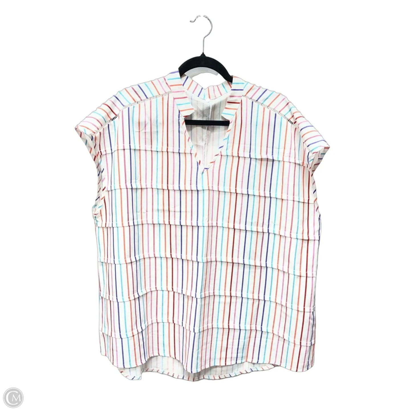 Top Short Sleeve By Emery Rose In Striped Pattern, Size: 2x