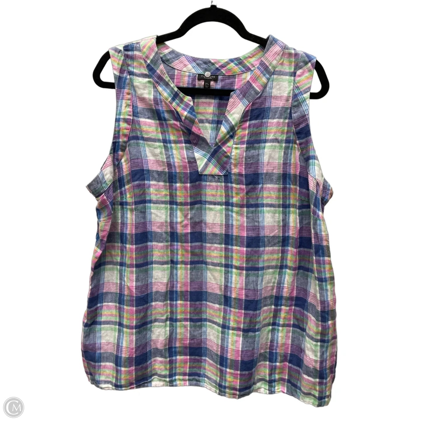 Top Sleeveless By Talbots In Plaid Pattern, Size: 2x