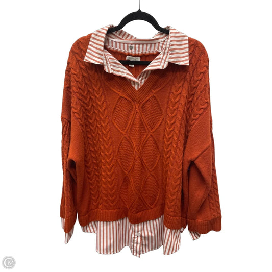 Sweater By Cato In Orange, Size: 3x
