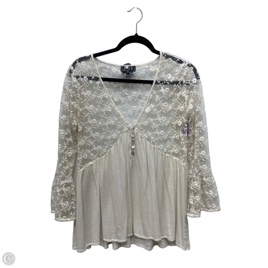 Blouse Long Sleeve By Pol In Beige, Size: M
