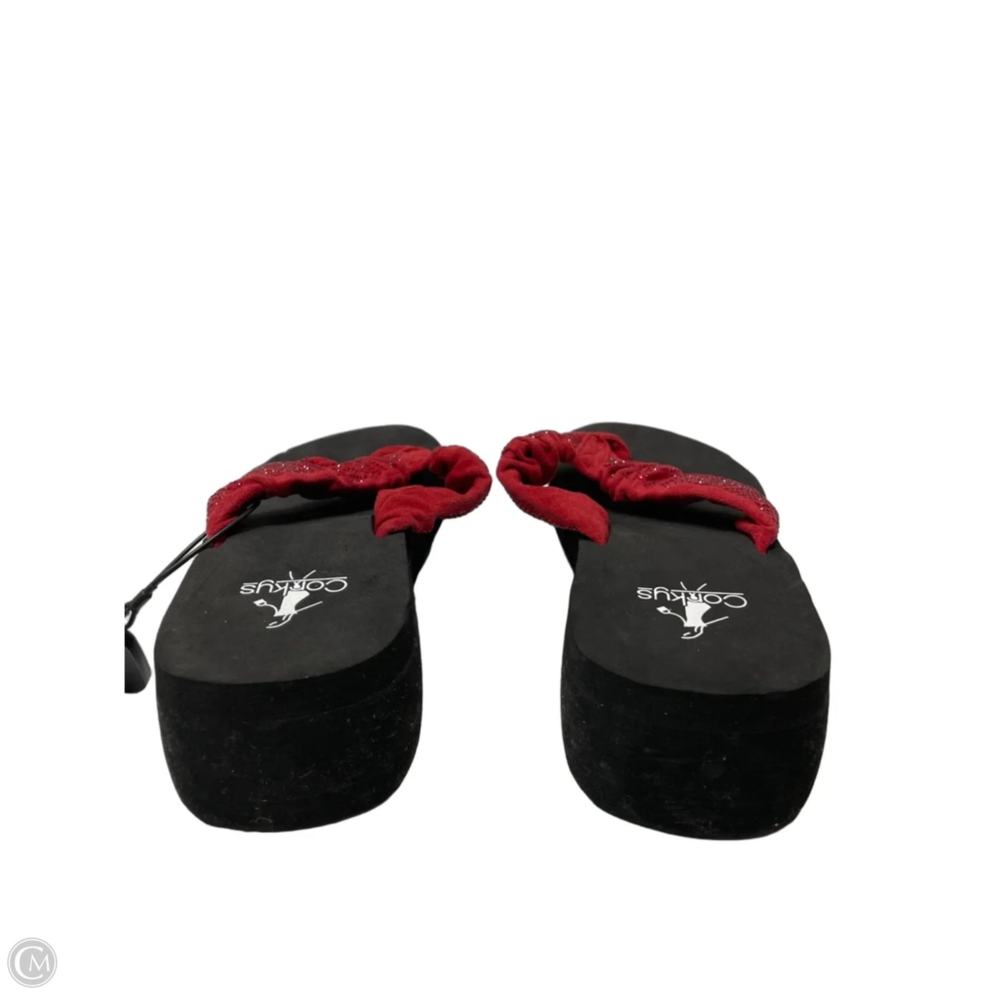 Sandals Heels Wedge By Corkys In Black & Red, Size: 9