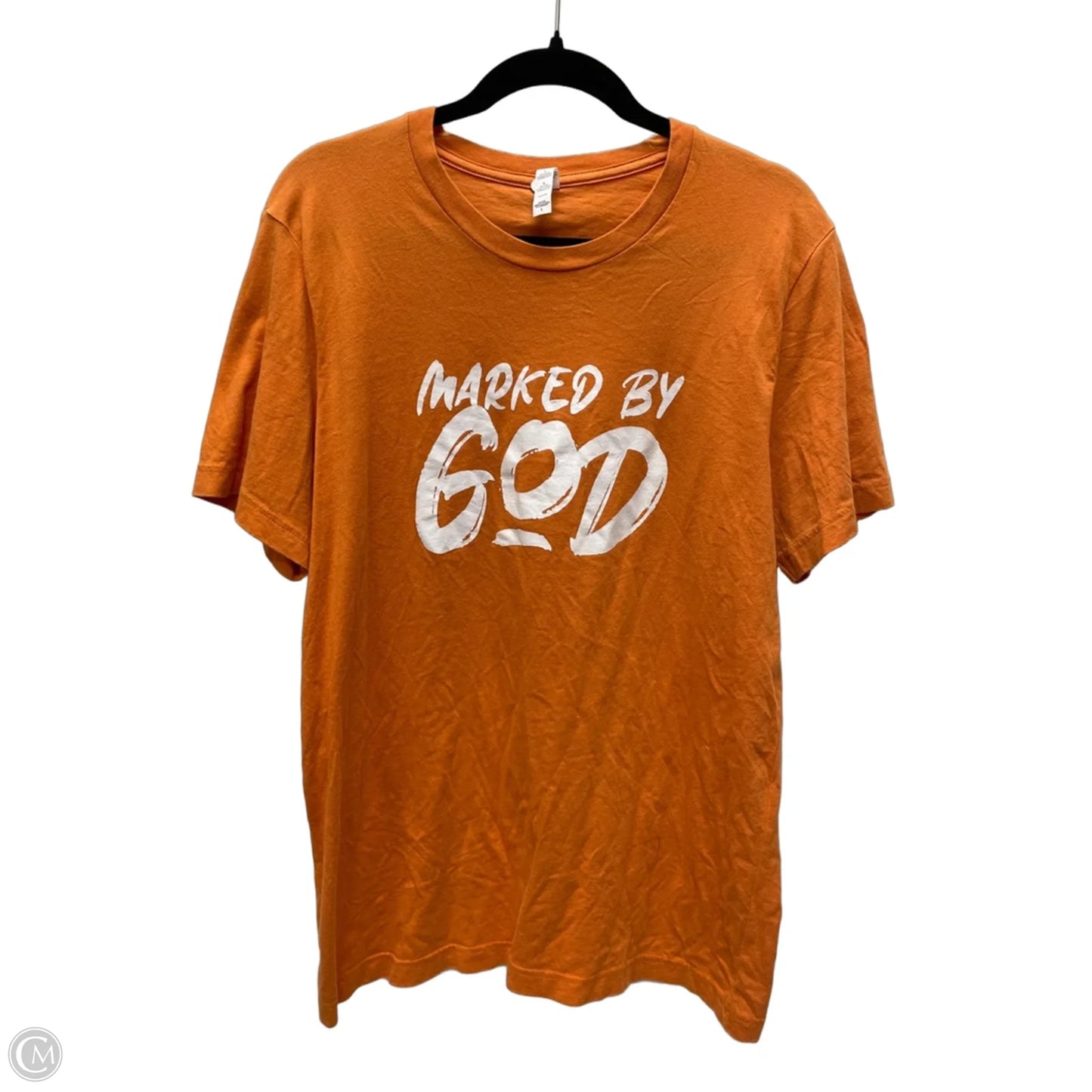 Top Short Sleeve Basic By Clothes Mentor In Orange & White, Size: L