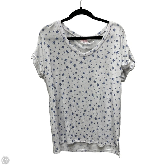 Top Short Sleeve By Pink Lily In Blue & White, Size: M