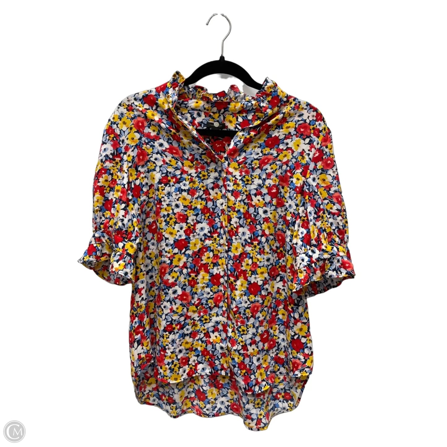 Blouse Short Sleeve By Ann Taylor In Floral Print, Size: M