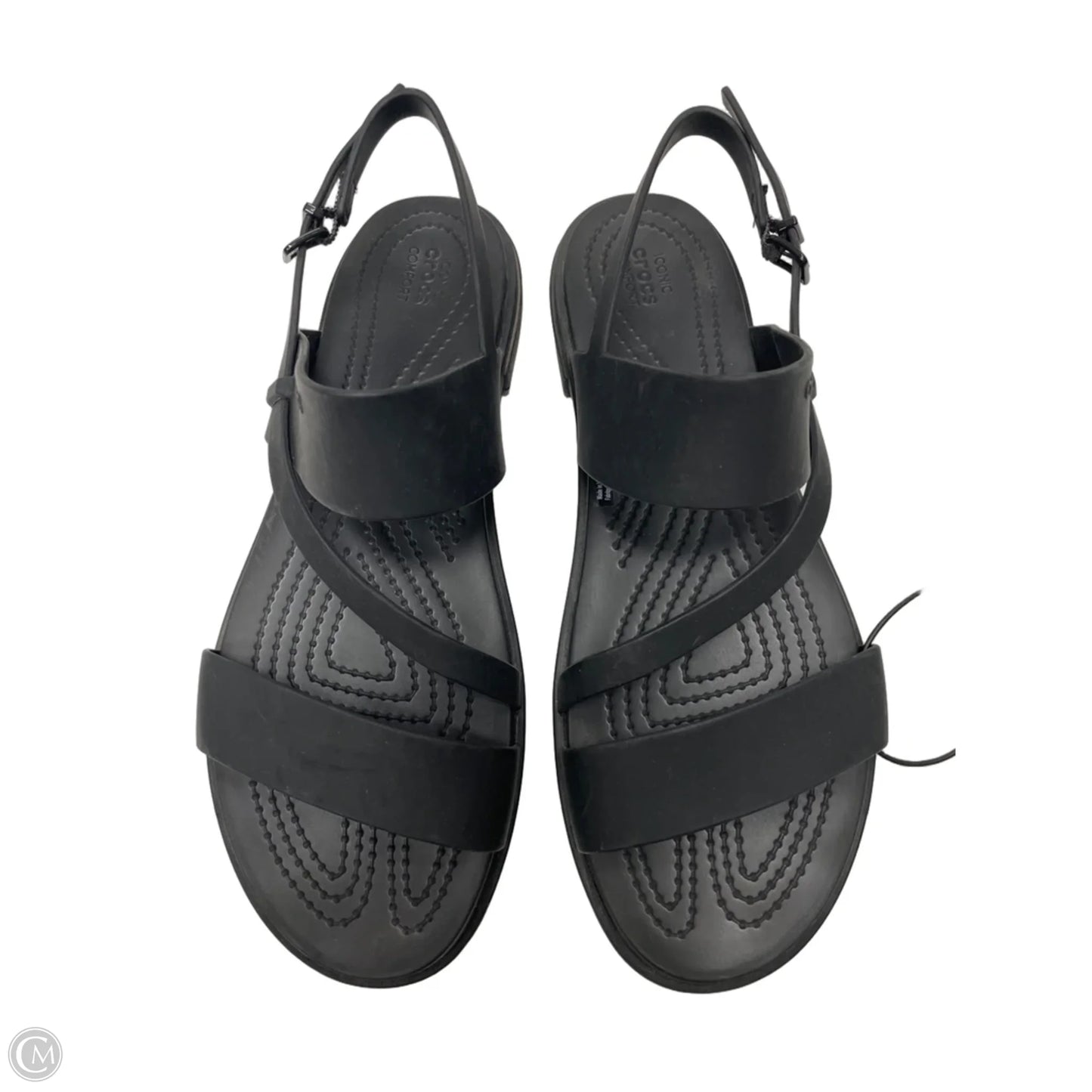 Sandals Flats By Crocs In Black, Size: 10