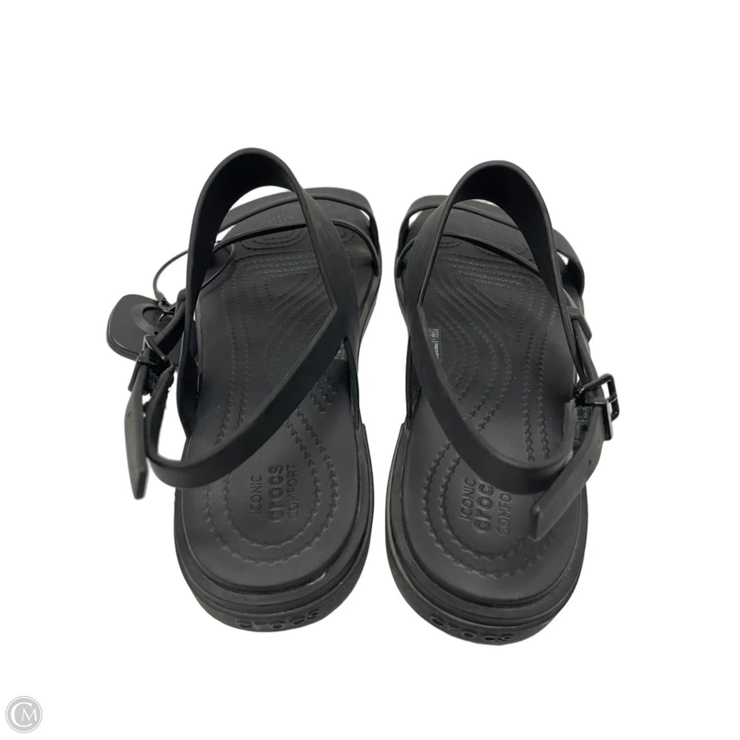 Sandals Flats By Crocs In Black, Size: 10