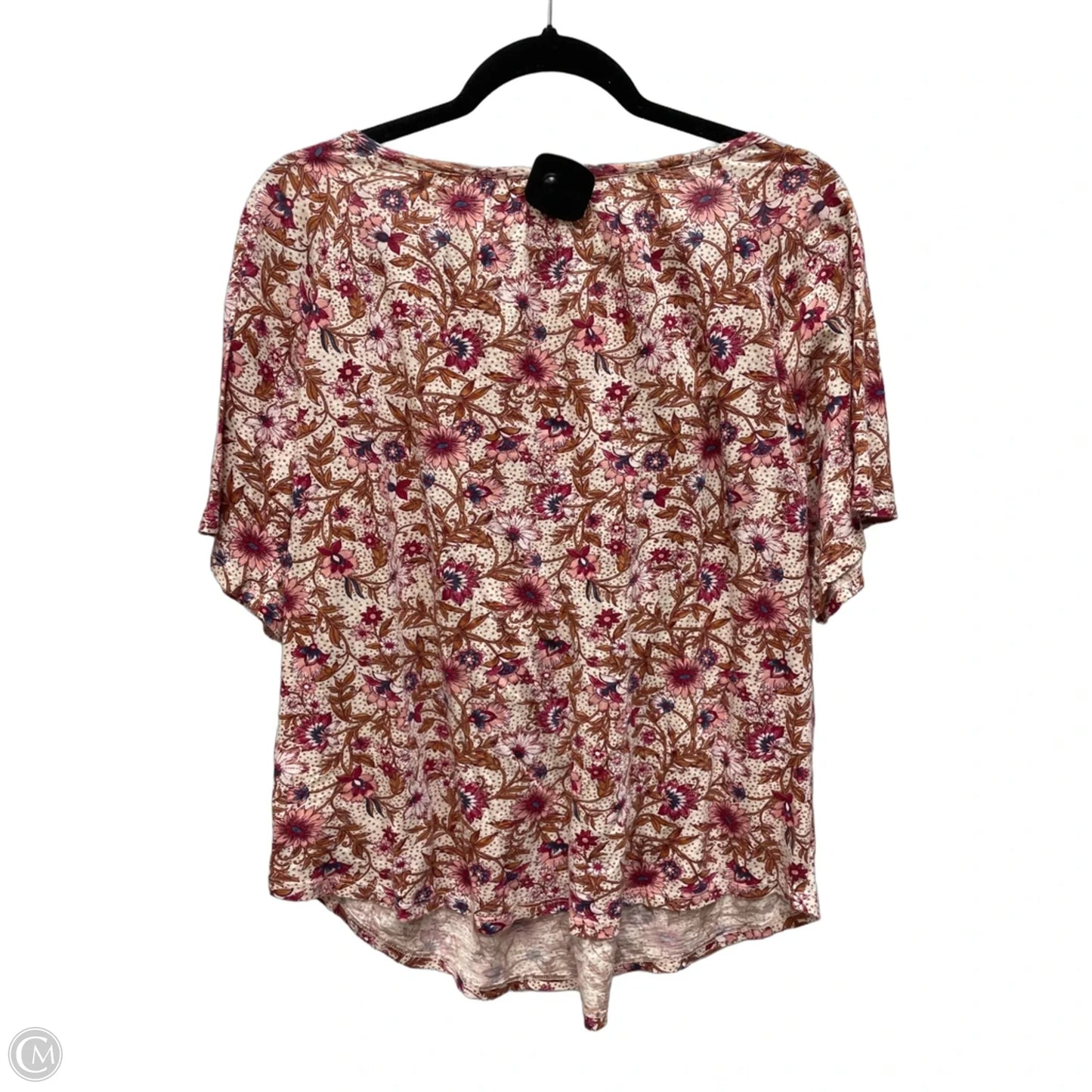 Top Short Sleeve By Lucky Brand In Floral Print, Size: L