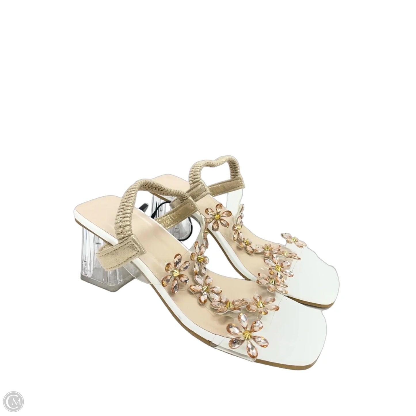 Sandals Heels Block By Clothes Mentor In Clear, Size: 6.5