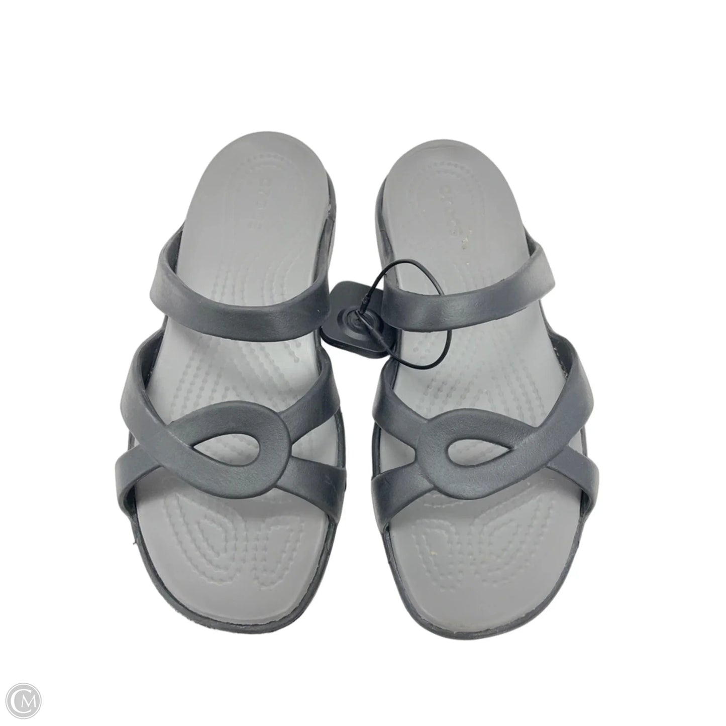 Sandals Heels Wedge By Crocs In Black, Size: 7