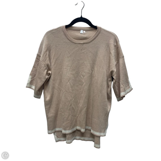 Sweater Short Sleeve By Clothes Mentor In Tan & White, Size: M