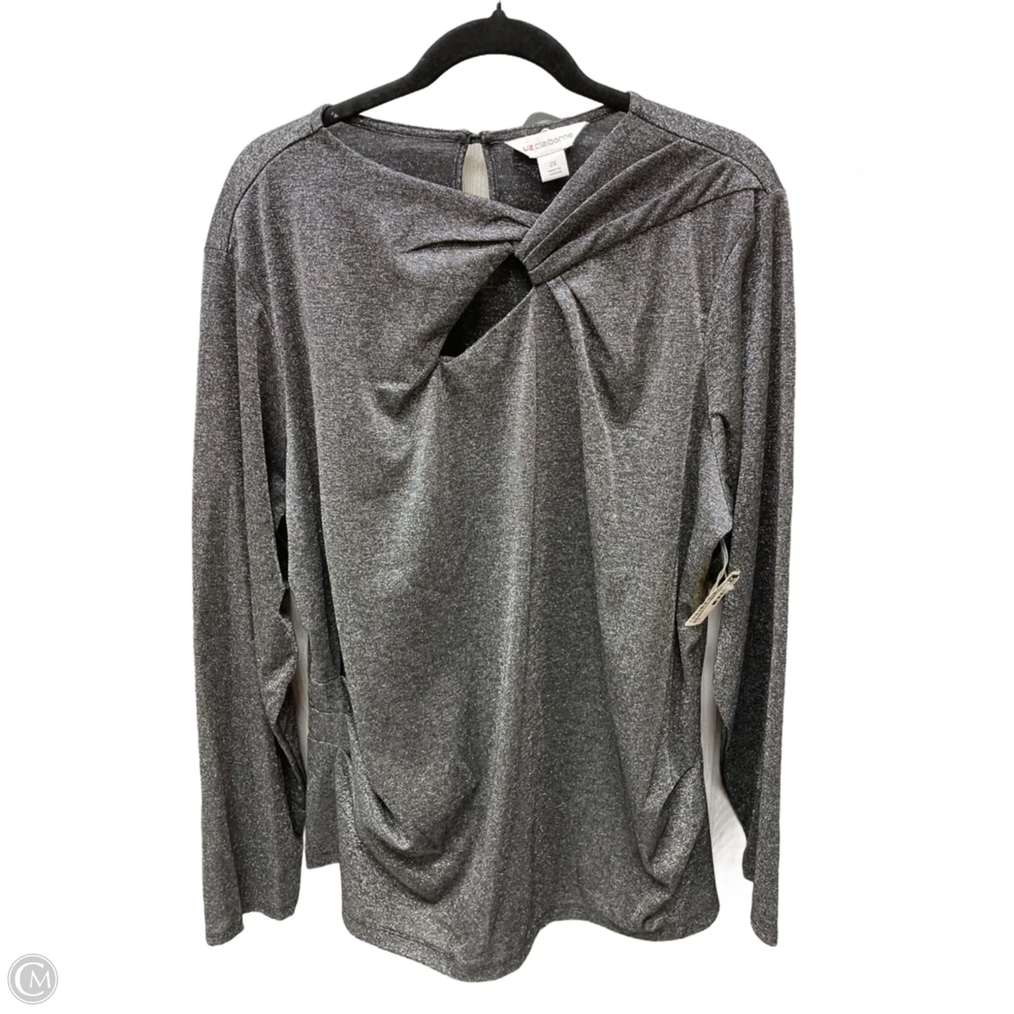 Top Long Sleeve By Liz Claiborne In Grey, Size: 2x