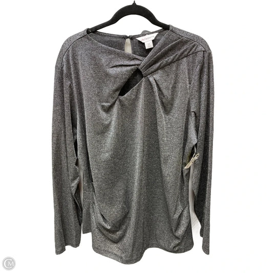 Top Long Sleeve By Liz Claiborne In Grey, Size: 2x