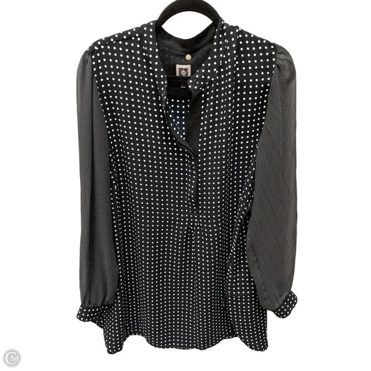 Blouse Long Sleeve By Anne Klein In Polkadot Pattern, Size: 2x