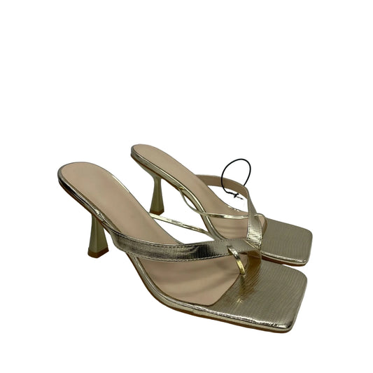 Sandals Heels Stiletto By Clothes Mentor In Gold, Size: 11