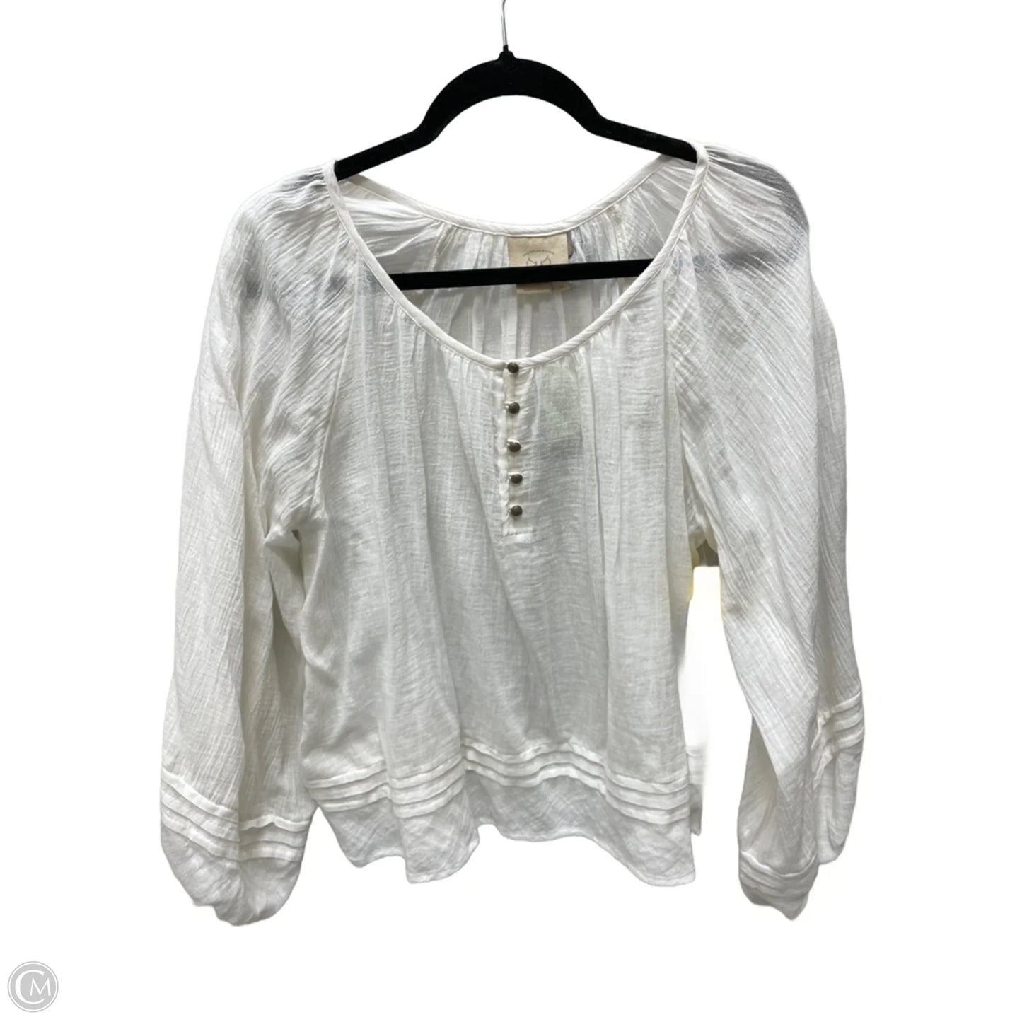 Top Long Sleeve By VANESSA VIRGINA  In Cream, Size: Xs