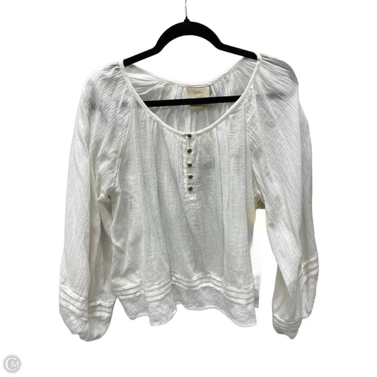 Top Long Sleeve By VANESSA VIRGINA  In Cream, Size: Xs