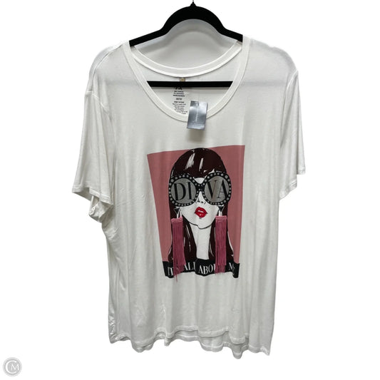 Top Short Sleeve By Ashley Stewart In White, Size: 4x