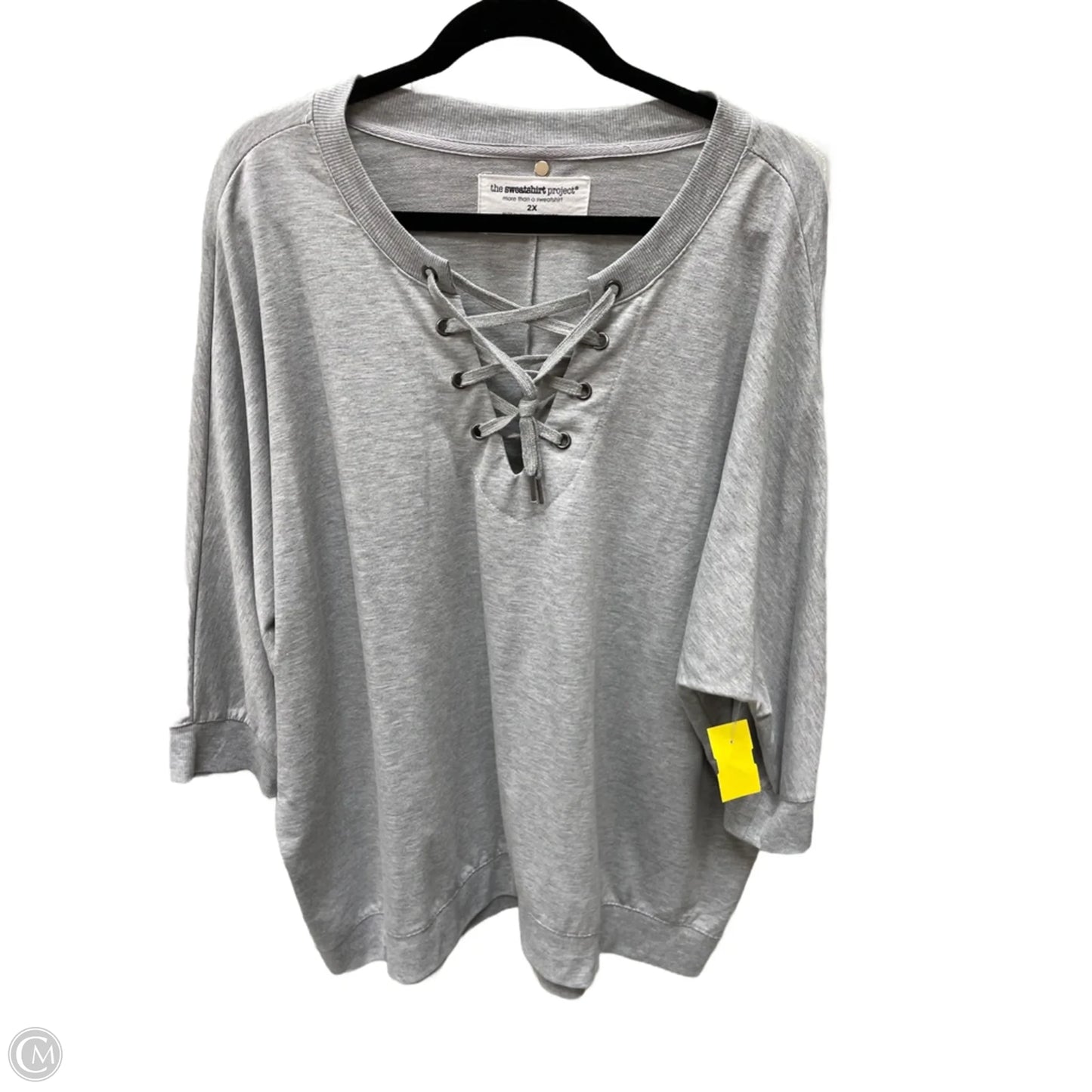 Top 3/4 Sleeve By The Sweatshirt Project In Grey, Size: 2x