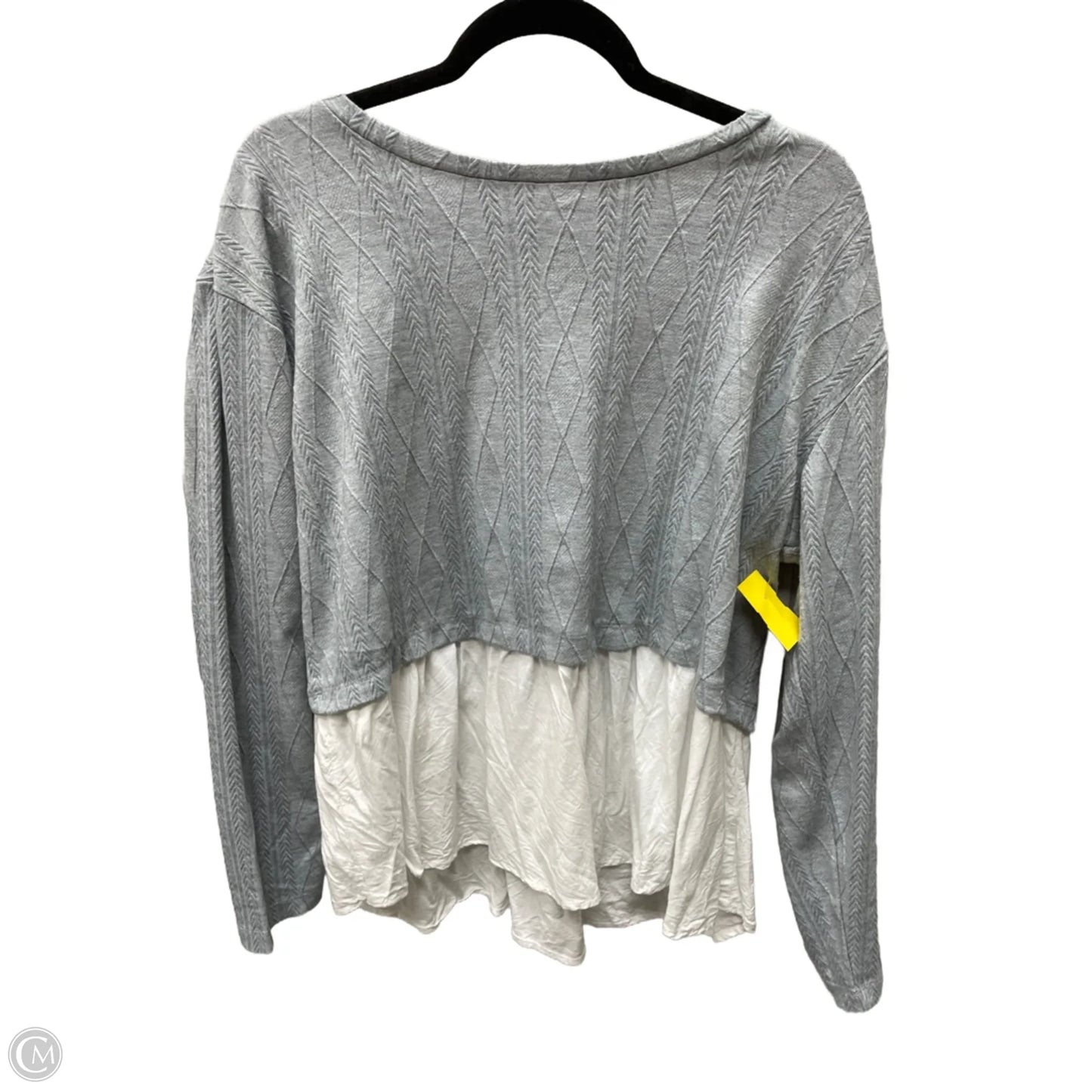 Top Long Sleeve By Maurices In Grey & White, Size: 2x