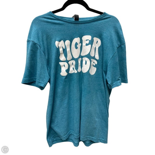 Top Short Sleeve By Gildan In Blue & White, Size: L