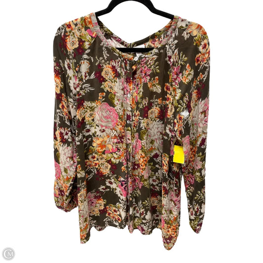 Blouse Long Sleeve By J. Jill In Floral Print, Size: 2x