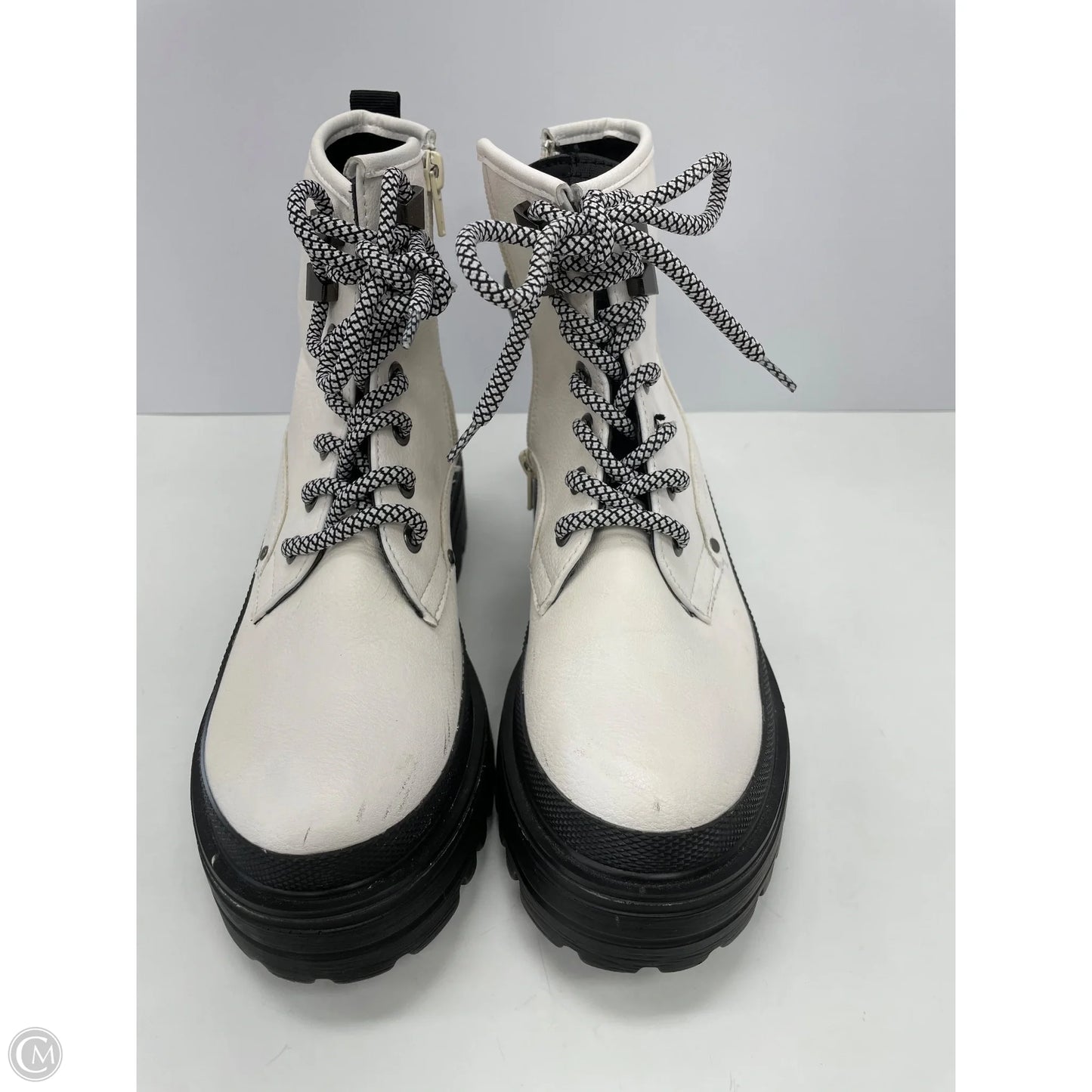 Boots Combat By Shu Shop In Black & White, Size: 8