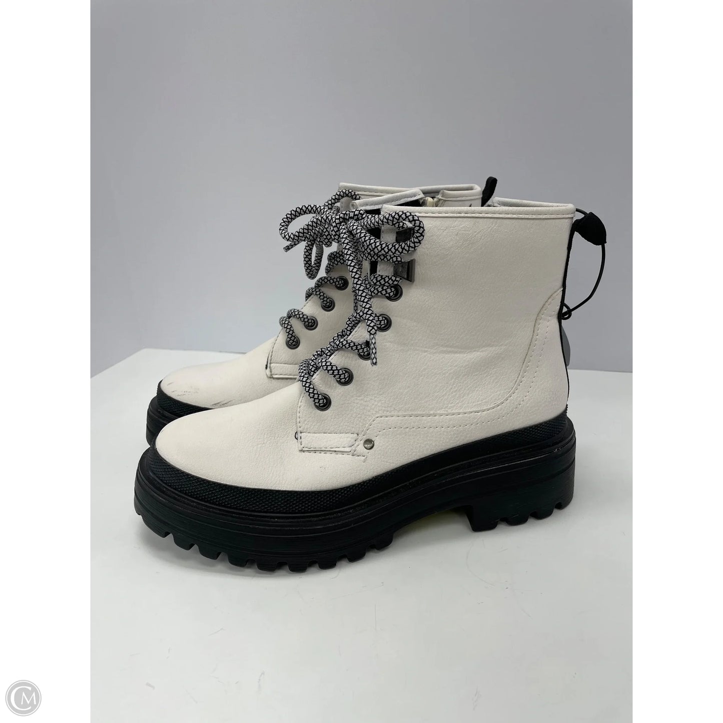 Boots Combat By Shu Shop In Black & White, Size: 8